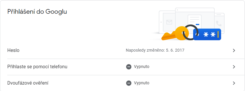 Dvoufázové ověření Google 