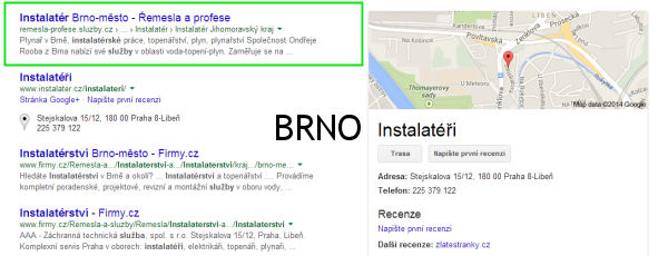 SERP instalatérské služby Brno