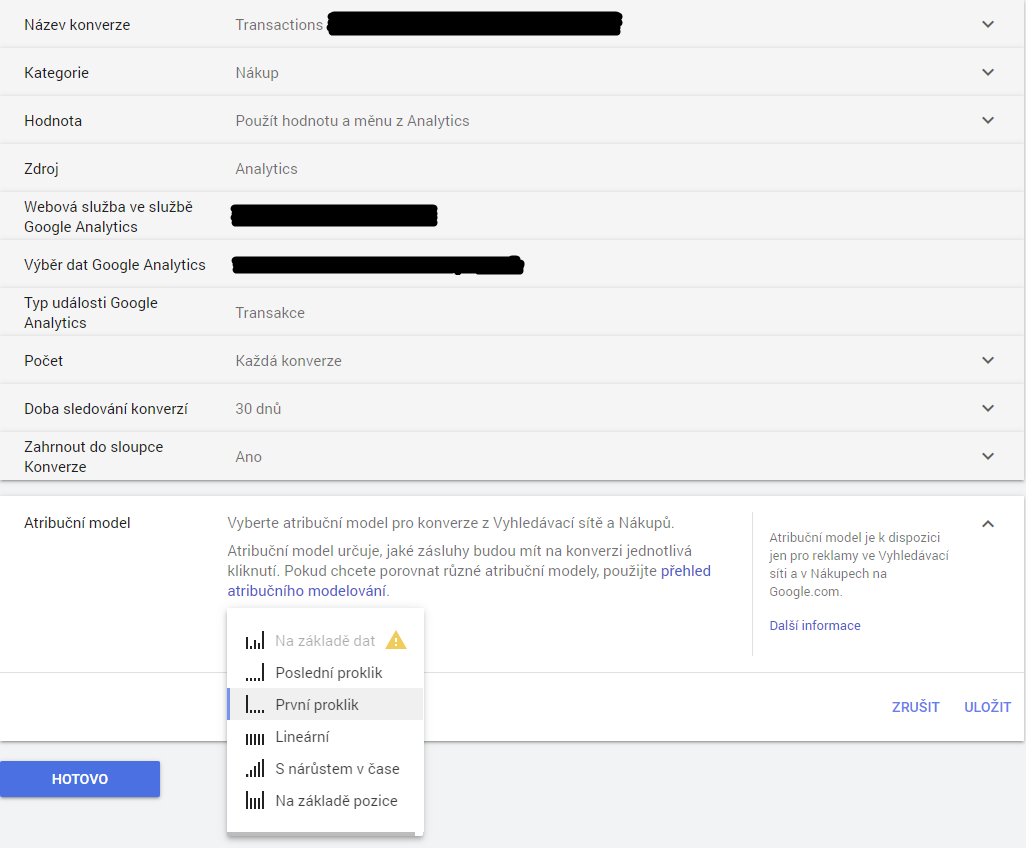 Zmena atribuce v Google Ads
